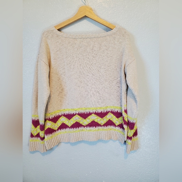 💚5/$25 Flying Tomato Aztec Print 100% Cotton Knit Sweater Size Medium - Picture 4 of 5